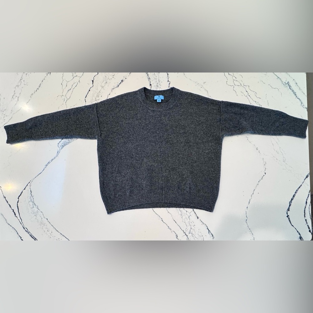CeCe Women’s Gray Knit Pullover Sweater Crewneck Long Sleeve Size S